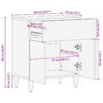 Table de chevet gris clair 50x33x60 cm bois de manguier massif – Image 10