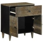 Table de chevet gris clair 50x33x60 cm bois de manguier massif – Image 2