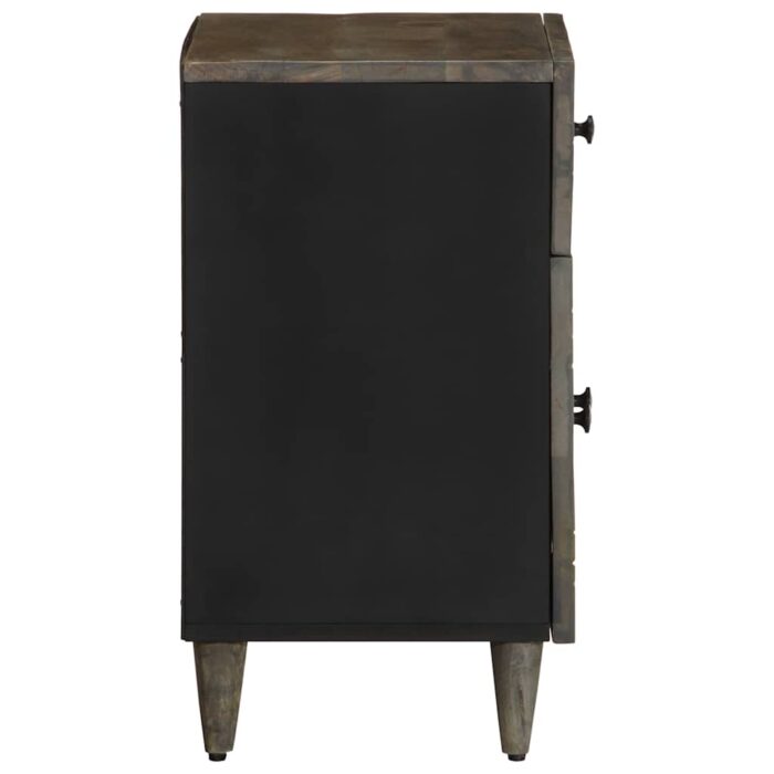 Table de chevet gris clair 50x33x60 cm bois de manguier massif – Image 3