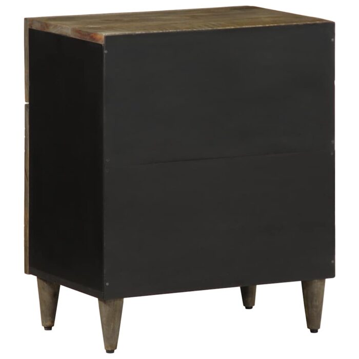 Table de chevet gris clair 50x33x60 cm bois de manguier massif – Image 4