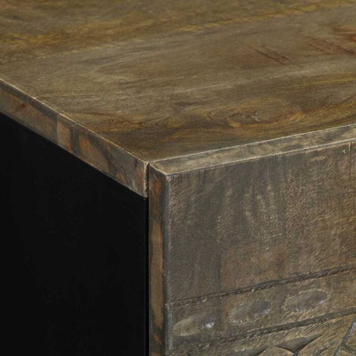 Table de chevet gris clair 50x33x60 cm bois de manguier massif – Image 5