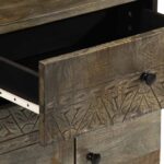 Table de chevet gris clair 50x33x60 cm bois de manguier massif – Image 6