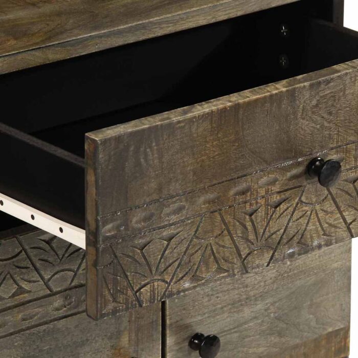Table de chevet gris clair 50x33x60 cm bois de manguier massif – Image 6