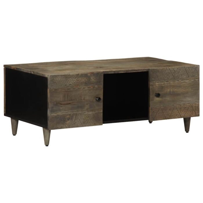 Table basse gris clair 100x54x40 cm bois massif de manguier – Image 1