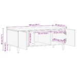 Table basse gris clair 100x54x40 cm bois massif de manguier – Image 10