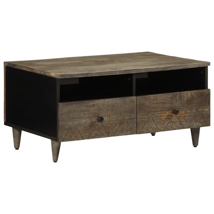 Table basse gris clair 80x54x40 cm bois massif de manguier – Image 1