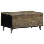 Table basse gris clair 80x54x40 cm bois massif de manguier – Image 4