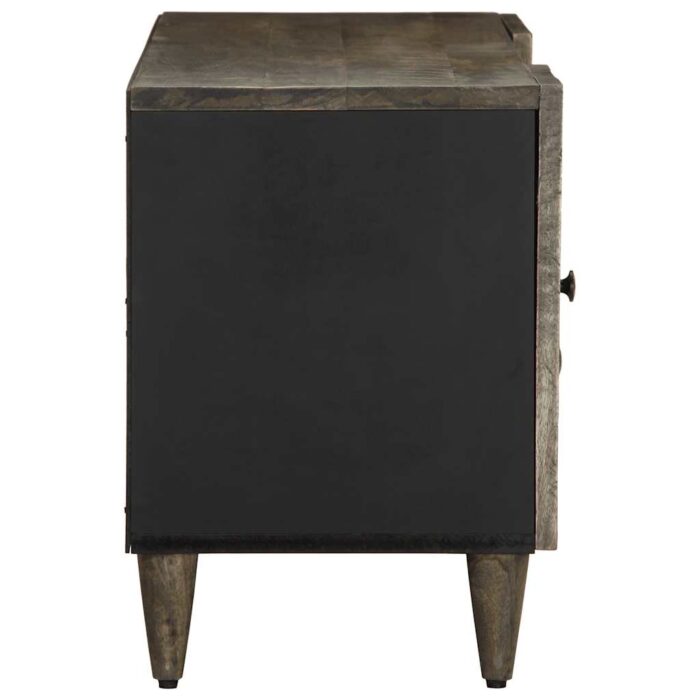 Meuble TV gris clair 105x33,5x46 cm bois massif de manguier – Image 3