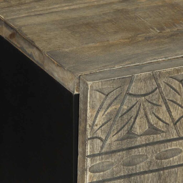 Meuble TV gris clair 105x33,5x46 cm bois massif de manguier – Image 5