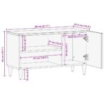 Meuble TV gris clair 80x31,5x46 cm bois massif de manguier – Image 11