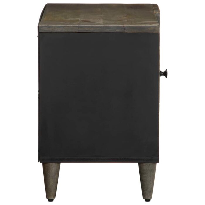 Meuble TV gris clair 80x31,5x46 cm bois massif de manguier – Image 3