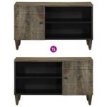 Meuble TV gris clair 80x31,5x46 cm bois massif de manguier – Image 5