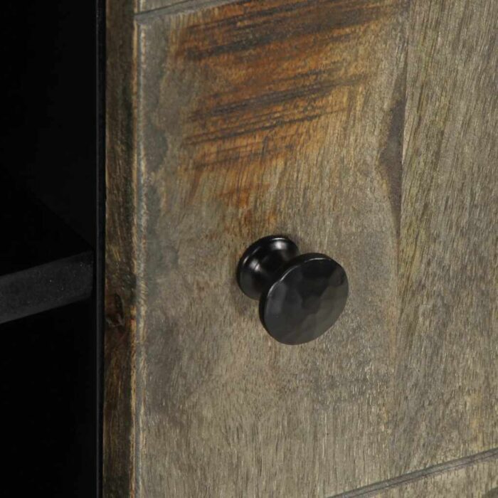 Meuble TV gris clair 80x31,5x46 cm bois massif de manguier – Image 7