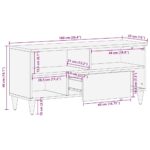 Meuble TV noir 100x33x46 cm bois massif de manguier – Image 10