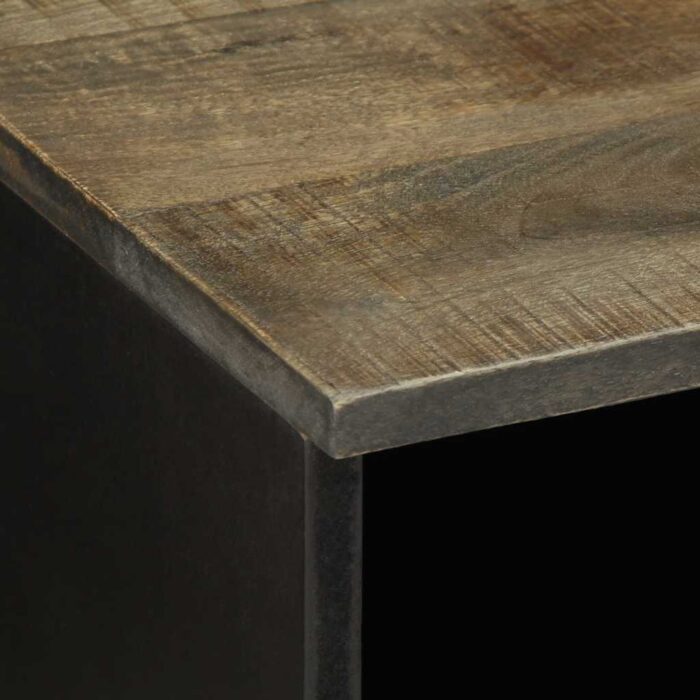 Meuble TV noir 100x33x46 cm bois massif de manguier – Image 5