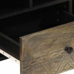 Meuble TV noir 100x33x46 cm bois massif de manguier – Image 6