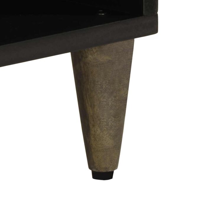 Meuble TV noir 100x33x46 cm bois massif de manguier – Image 7