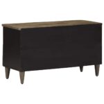 Meuble TV noir 80x33x46 cm bois massif de manguier – Image 4