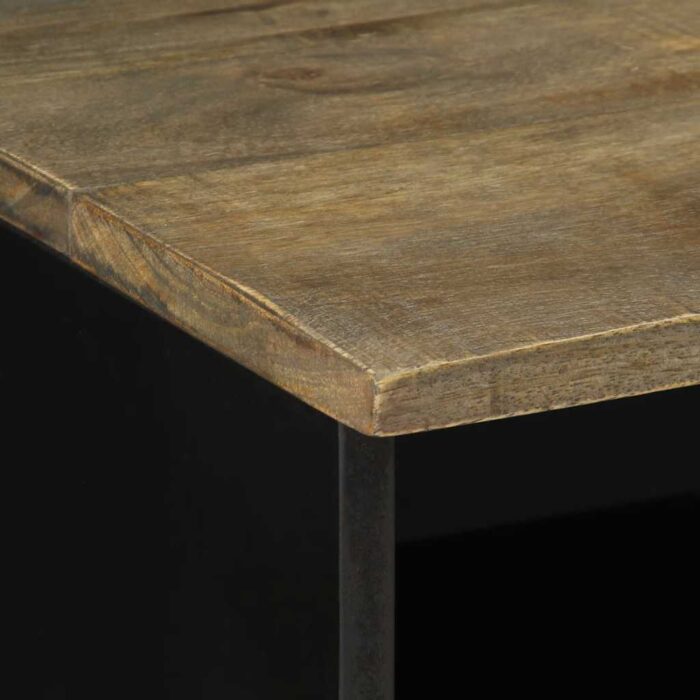 Meuble TV noir 80x33x46 cm bois massif de manguier – Image 5