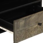 Meuble TV noir 80x33x46 cm bois massif de manguier – Image 6