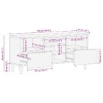 Meuble TV noir 100x33x46 cm bois massif de manguier – Image 10