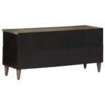 Meuble TV noir 100x33x46 cm bois massif de manguier – Image 4