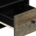 Meuble TV noir 100x33x46 cm bois massif de manguier – Image 6