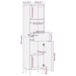 Armoire de salle de bain 38x33x160 cm bois massif de manguier – Image 11