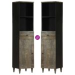 Armoire de salle de bain 38x33x160 cm bois massif de manguier – Image 9