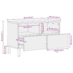 Meuble TV noir 70x33,5x46 cm bois massif manguier brut – Image 10