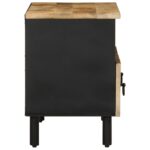 Meuble TV noir 70x33,5x46 cm bois massif manguier brut – Image 3