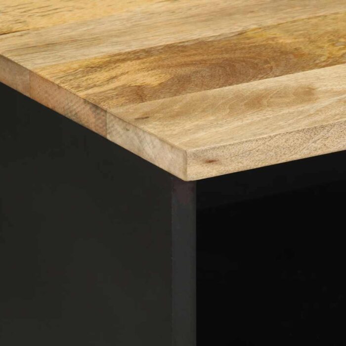 Meuble TV noir 70x33,5x46 cm bois massif manguier brut – Image 5