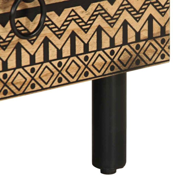 Meuble TV noir 70x33,5x46 cm bois massif manguier brut – Image 7