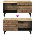 Table basse noir 80x50x40 cm bois de manguier massif brut – Image 5