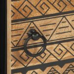 Table basse noir 80x50x40 cm bois de manguier massif brut – Image 7