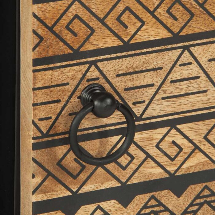 Table basse noir 80x50x40 cm bois de manguier massif brut – Image 7