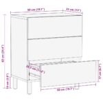 Table de chevet noir 50x33x62 cm bois de manguier massif brut – Image 10