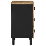 Table de chevet noir 50x33x62 cm bois de manguier massif brut – Image 3