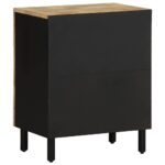 Table de chevet noir 50x33x62 cm bois de manguier massif brut – Image 4
