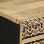 Table de chevet noir 50x33x62 cm bois de manguier massif brut – Image 5