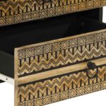 Table de chevet noir 50x33x62 cm bois de manguier massif brut – Image 6