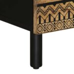 Table de chevet noir 50x33x62 cm bois de manguier massif brut – Image 7