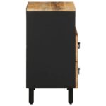 Table de chevet noir 50x33x62 cm bois de manguier massif brut – Image 3