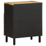 Table de chevet noir 50x33x62 cm bois de manguier massif brut – Image 4