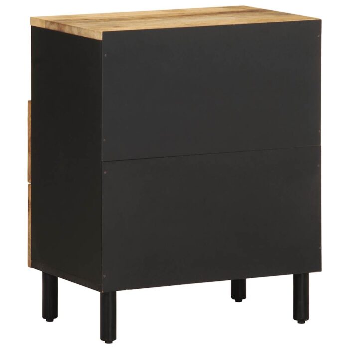 Table de chevet noir 50x33x62 cm bois de manguier massif brut – Image 4