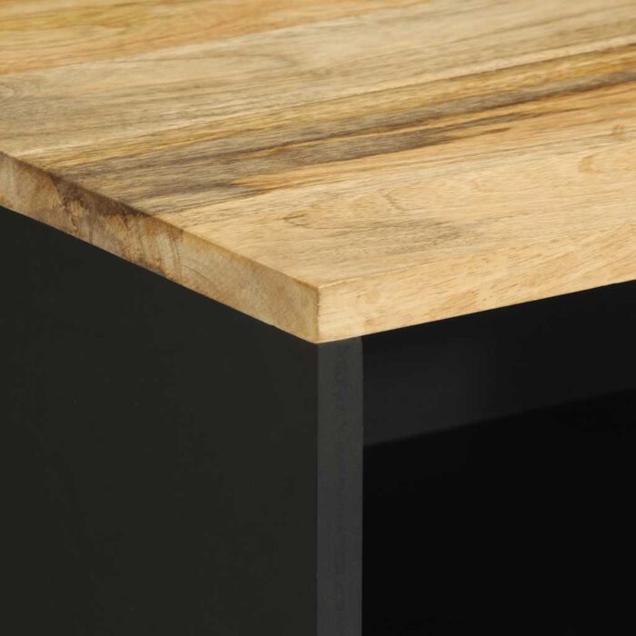 Table de chevet noir 50x33x62 cm bois de manguier massif brut – Image 5