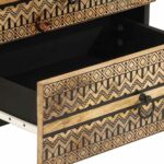 Table de chevet noir 50x33x62 cm bois de manguier massif brut – Image 6
