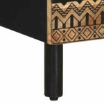 Table de chevet noir 50x33x62 cm bois de manguier massif brut – Image 7