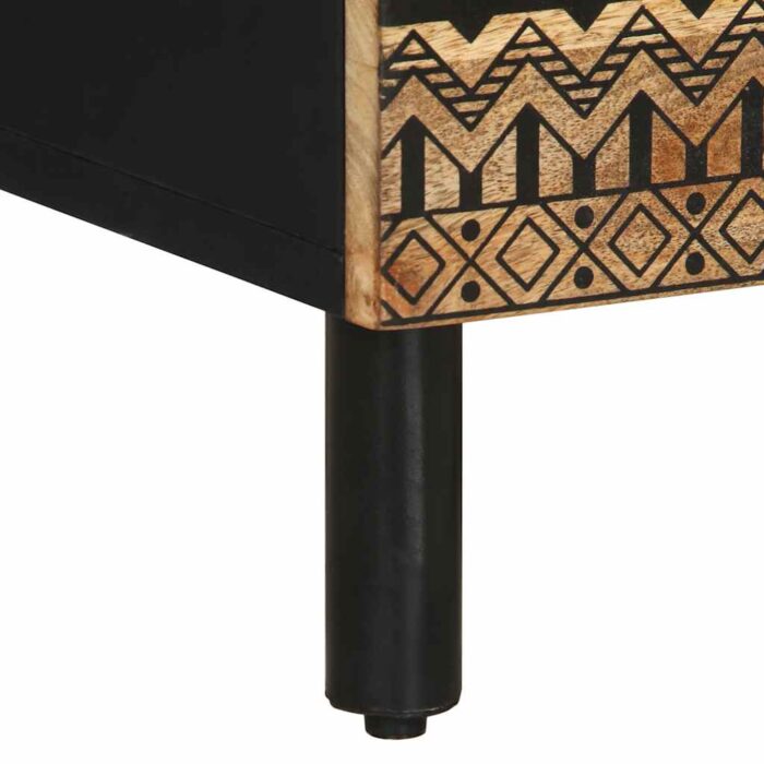 Table de chevet noir 50x33x62 cm bois de manguier massif brut – Image 7