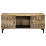 Table basse noir 100x54x40 cm bois massif de manguier brut – Image 2